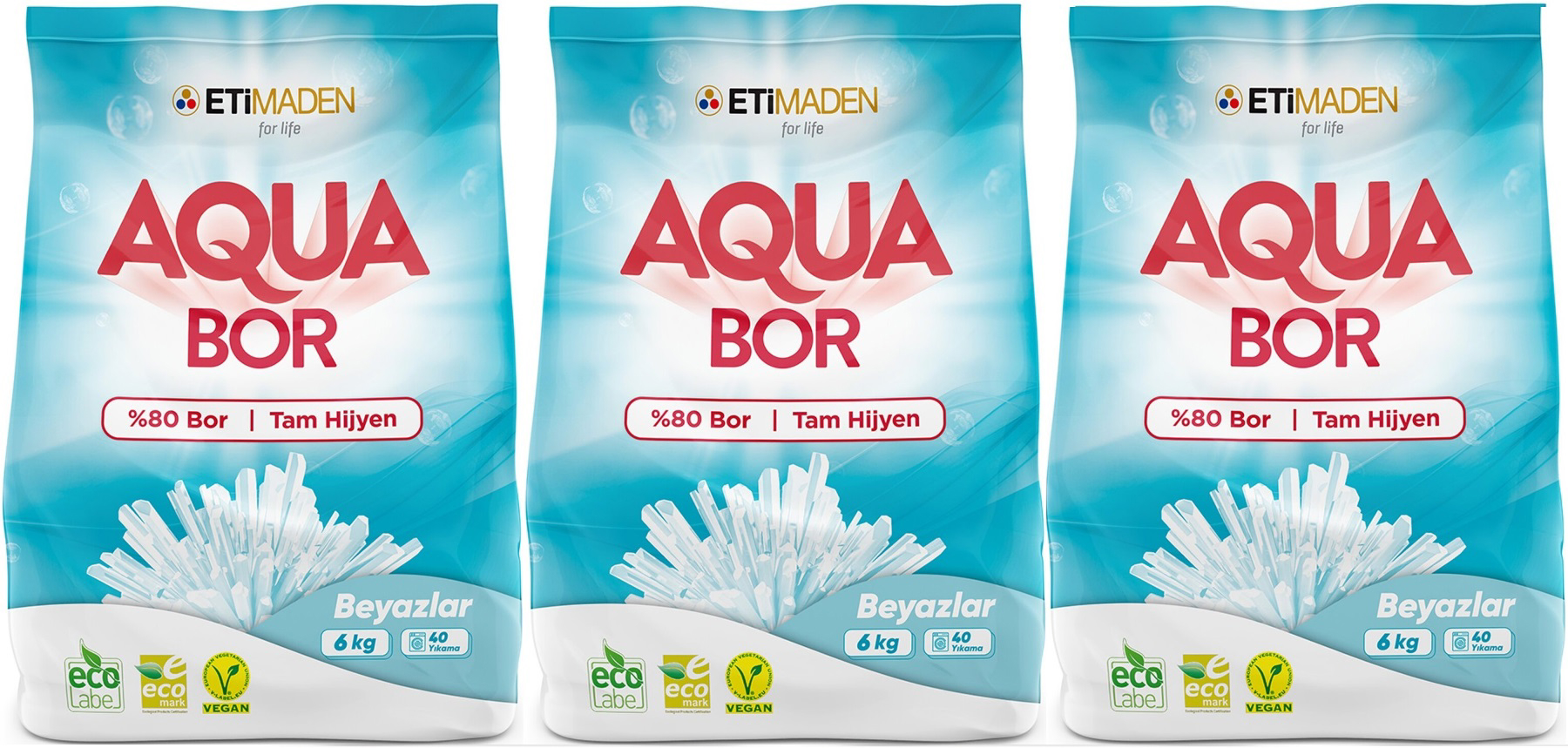 Boron Aquabor Beyazlar İçin 120 Yıkama Toz Deterjan 3x6 kg