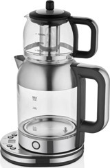 Arow Tea Maker Plus Otomatik Kapanma 2200 W Işıklı Cam Şeffaf Çay Makinesi