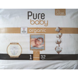 Pure Baby 1 Numara Organik Cırtlı Bebek Bezi 32 Adet