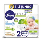 Sleepy Natural Ultra Hassas Mini 2 Numara Organik Cırtlı Bebek Bezi 3x80 Adet