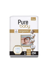 Pure Baby Organik Yenidoğan 1 Numara Organik Bebek Bezi 256 Adet