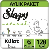 Sleepy Natural 6 Numara Organik Külot Bebek Bezi 2x64 Adet