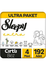 Sleepy Extra 4 Numara Organik Cırtlı Bebek Bezi 192 Adet