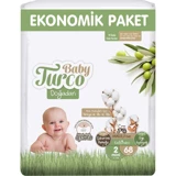 Baby Turco Doğadan 2 Numara Bantlı Bebek Bezi 68 Adet