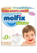 Molfix Pure & Soft 4 Numara Organik Cırtlı Bebek Bezi 86 Adet