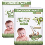 Baby Turco Doğadan 3 Numara Bantlı Bebek Bezi 2x56 Adet