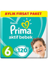 Prima Aktif Bebek 6 Numara Cırtlı Bebek Bezi 120 Adet