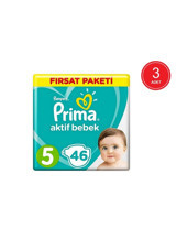 Prima Aktif Bebek Junior 5 Numara Cırtlı Bebek Bezi 3x46 Adet
