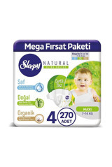 Sleepy Natural 4 Numara Organik Cırtlı Bebek Bezi 270 Adet