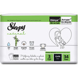 Sleepy Natural 3 Numara Organik Cırtlı Bebek Bezi 34 Adet