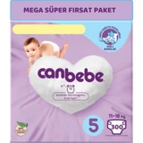 Canbebe Junior Mega Süper Fırsat 5 Numara Bantlı Bebek Bezi 300 Adet