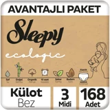 Sleepy Ecologic 3 Numara Organik Külot Bebek Bezi 168 Adet