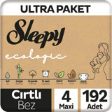 Sleepy Ecologic 4 Numara Organik Cırtlı Bebek Bezi 192 Adet