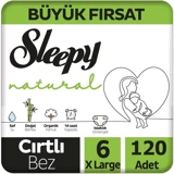 Sleepy Natural 6 Numara Organik Cırtlı Bebek Bezi 3x40 Adet