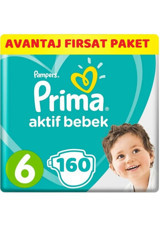 Prima Aktif Bebek 6 Numara Cırtlı Bebek Bezi 160 Adet