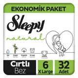 Sleepy Natural 6 Numara Organik Cırtlı Bebek Bezi 32 Adet