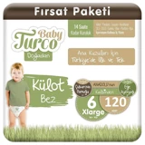 Baby Turco Doğadan 6 Numara Külot Bebek Bezi 120 Adet
