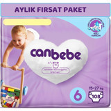 Canbebe Extra Large Aylık Fırsat 6 Numara Bantlı Bebek Bezi 108 Adet