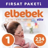 Elbebek Elite Yenidoğan Yenidoğan Cırtlı Bebek Bezi 234 Adet