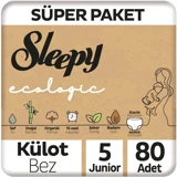 Sleepy Süper Paket 5 Numara Organik Külot Bebek Bezi 80 Adet