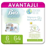 Sleepy Bio Natural XLarge 6 Numara Organik Cırtlı Bebek Bezi 64 Adet