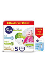 Sleepy Natural Ultra Hassas Junior 5 Numara Organik Cırtlı Bebek Bezi 192 Adet