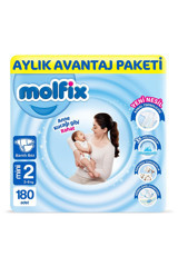 Molfix Anne Kucağı Gibi 2 Numara Göbek Oyuntulu Cırtlı Bebek Bezi 180 Adet