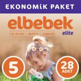 Elbebek Elite Ekonomik Paket 5 Numara Cırtlı Bebek Bezi 28 Adet