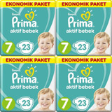 Prima Aktif Bebek 7 Numara Cırtlı Bebek Bezi 92 Adet