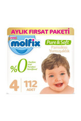 Molfix Pure & Soft 4 Numara Cırtlı Bebek Bezi 2x112 Adet