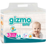 Gizmo Midi 3 Numara Cırtlı Bebek Bezi 34 Adet