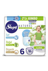Sleepy Natural Ultra Hassas 6 + Numara Organik Külot Bebek Bezi 160 Adet