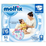 Molfix 3D Extra Large 6 Numara Cırtlı Bebek Bezi 51 Adet
