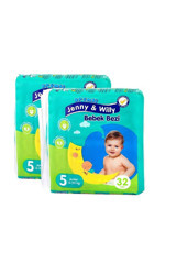 Jenny & Willy Vegan Junior 5 Numara Cırtlı Bebek Bezi 2x32 Adet