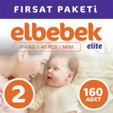 Elbebek Elite Mini 2 Numara Cırtlı Bebek Bezi 160 Adet