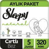 Sleepy Natural 5 Numara Organik Cırtlı Bebek Bezi 320 Adet