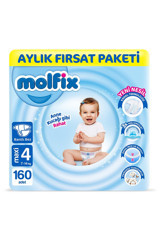 Molfix Anne Kucağı Gibi 4 Numara Cırtlı Bebek Bezi 160 Adet
