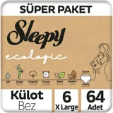 Sleepy Ecologic 6 Numara Organik Külot Bebek Bezi 64 Adet