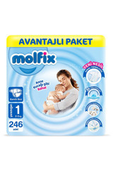 Molfix Anne Kucağı Gibi Yenidoğan 1 Numara Göbek Oyuntulu Cırtlı Bebek Bezi 246 Adet