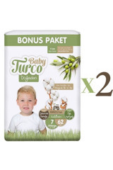 Baby Turco Doğadan 7 Numara Bantlı Bebek Bezi 2x62 Adet