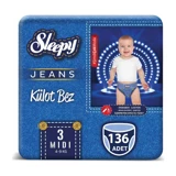 Sleepy Jeans 3 Numara Külot Bebek Bezi 136 Adet