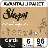 Sleepy Ecologic 6 Numara Organik Cırtlı Bebek Bezi 96 Adet
