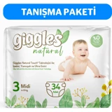 Giggles Natural Midi 3 Numara Cırtlı Bebek Bezi 34 Adet