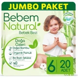 Bebem Natural Doğa Özleri 6 Numara Organik Cırtlı Bebek Bezi 20 Adet