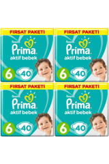 Prima Aktif Bebek Xlarge 6 Numara Cırtlı Bebek Bezi 160 Adet