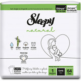 Sleepy Natural Yenidoğan 1 Numara Organik Cırtlı Bebek Bezi 64 Adet
