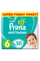 Prima Aktif Bebek 6 Numara Cırtlı Bebek Bezi 50 Adet