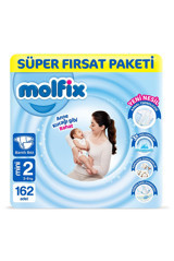 Molfix Anne Kucağı Gibi 2 Numara Göbek Oyuntulu Cırtlı Bebek Bezi 162 Adet
