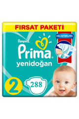 Prima Fırsat Paketi 2 Numara Cırtlı Bebek Bezi 288 Adet