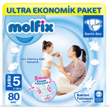 Molfix Junior 5 Numara Göbek Oyuntulu Bantlı Bebek Bezi 80 Adet